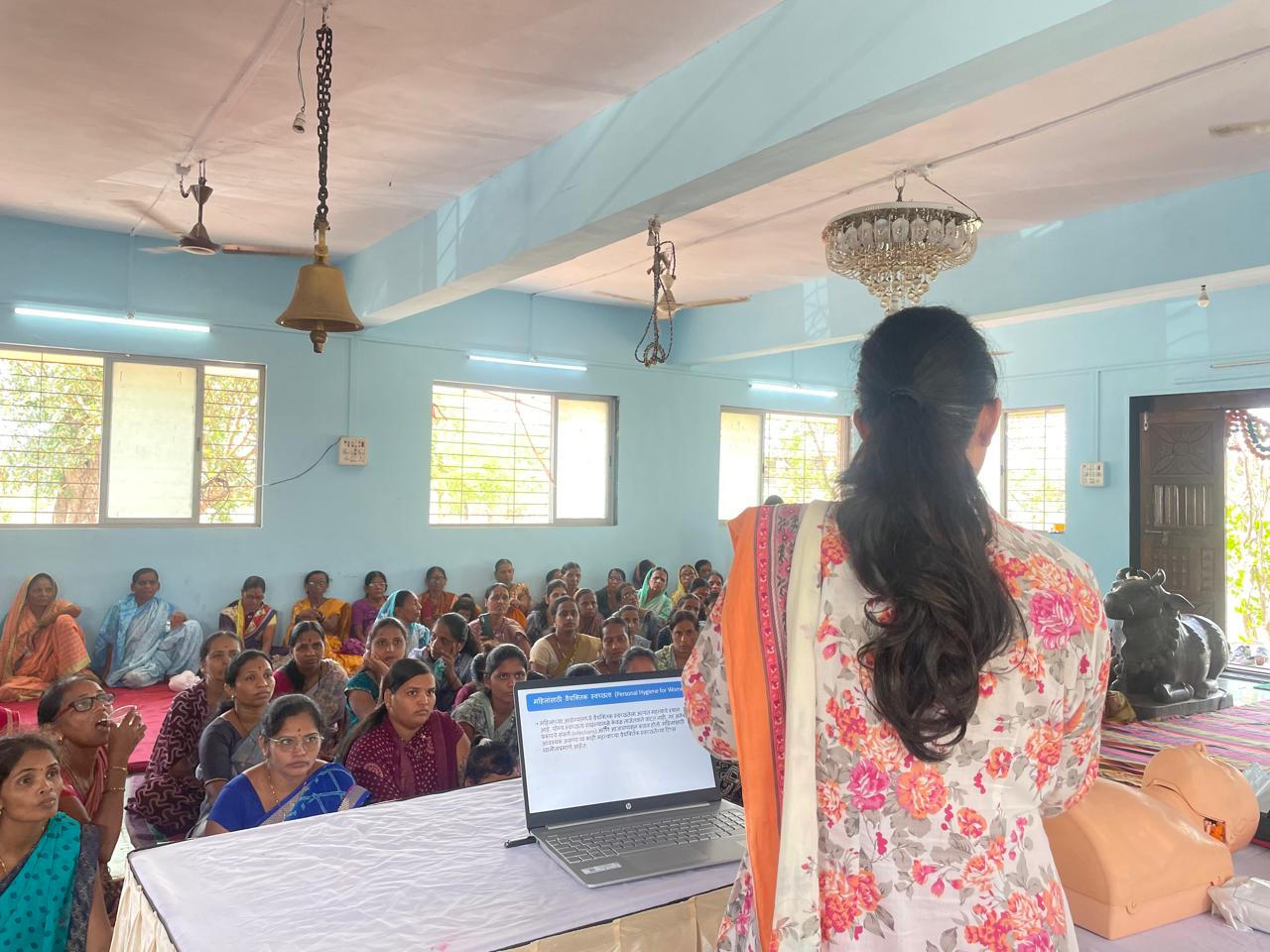 Women's health and hygiene awareness session for a village community
