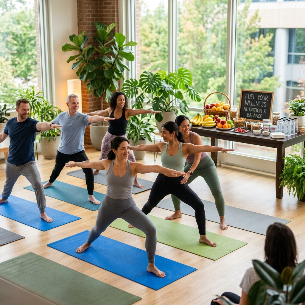 Wellness program with meditation and yoga guidance